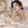 Cosmética coreana: mascarilla de tela, sérums y rodillo facial de una rutina K-Beauty